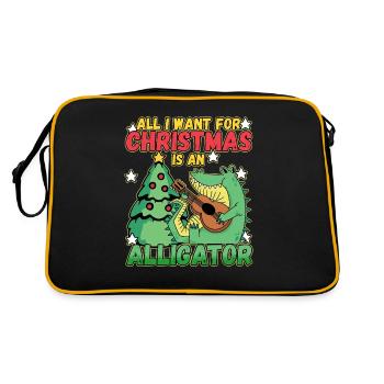 Christmas Design for a Xmas Alligator Lover - Retro Bag - black/gold - Back