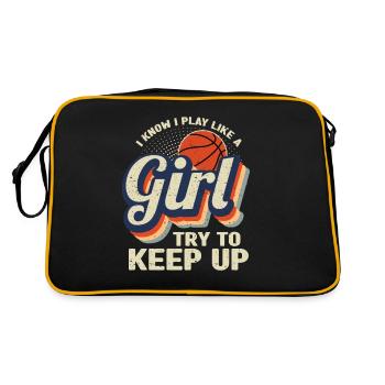 I Know I Play Like A Girl Try Keep Up Basketball - Retro Tasche - Schwarz/Gold - Hinten