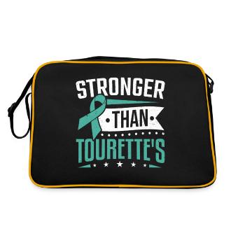 Tourette-Syndrom stärker als Tourettes - Retro Tasche - Schwarz/Gold - Hinten
