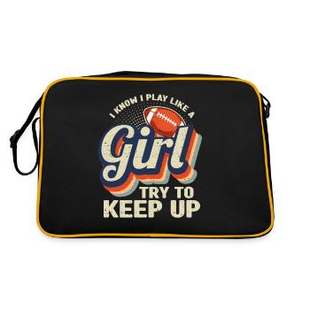 I Know I Play Like A Girl Try To Keep Up Football - Retro Bag - black/gold - Back