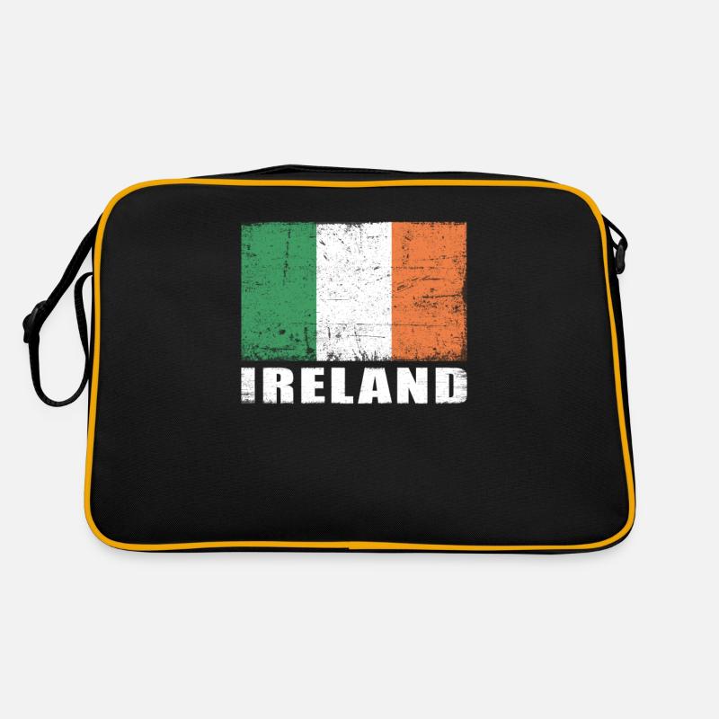 Drapeau de l’Irlande Grunge Drapeau de l’Irlande - Sac Retro - noir/or