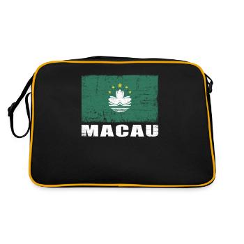 Macau Flagge Grunge Macau Fahne - Retro Tasche - Schwarz/Gold - Hinten