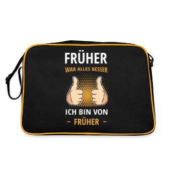 Früher War Alles Besser Ich Bin von Früher Rente - Retro Tasche - Schwarz/Gold - Hinten