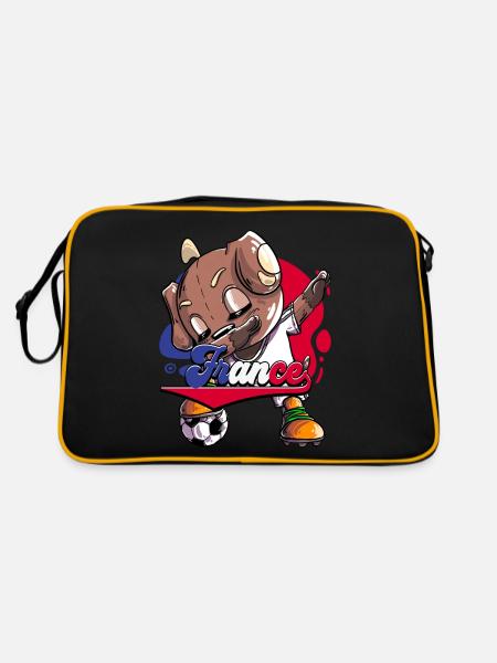 Frankreich Fußball - Retro Tasche - Schwarz/Gold - Hinten