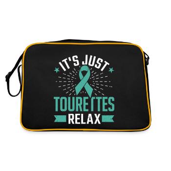 Tourette-Syndrom Relax Es sind nur Tourettes - Retro Tasche - Schwarz/Gold - Hinten
