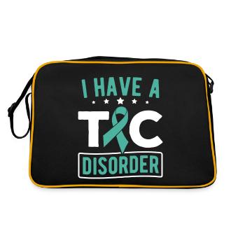 Tourettes-Syndrom Ich habe eine TIC-Störung Tourette - Retro Tasche - Schwarz/Gold - Hinten
