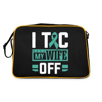 Tourette-Syndrom I Tic meine Frau von Tourettes - Retro Tasche - Schwarz/Gold - Hinten