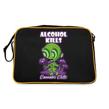 L’alcool tue les frissons du cannabis Fumer de l’herbe Pothead - Sac Retro - noir/or - Dos