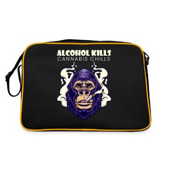 L’alcool tue les frissons du cannabis Fumer de l’herbe Pothead - Sac Retro - noir/or - Dos
