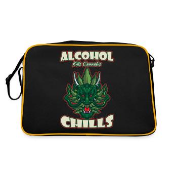 L’alcool tue les frissons du cannabis Fumer de l’herbe Pothead - Sac Retro - noir/or - Dos