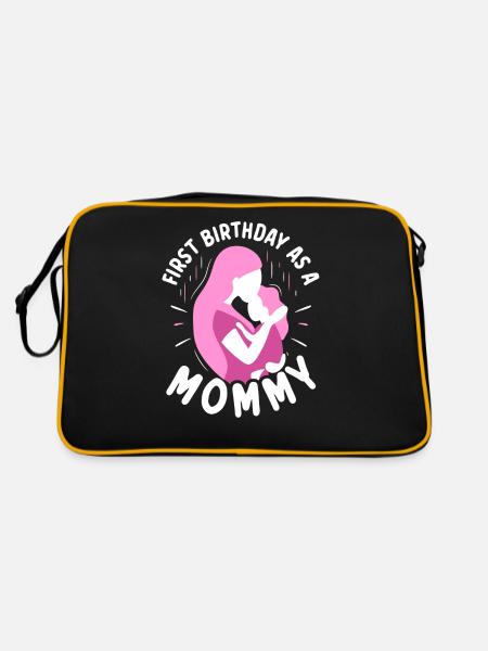Erster Geburtstag Als Mami Party Mama Mutter - Retro Tasche - Schwarz/Gold - Hinten