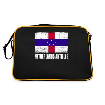 Niederländische Antillen Flagge - Retro Tasche - Schwarz/Gold - Hinten