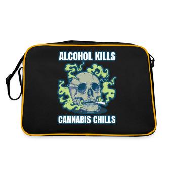 L’alcool tue les frissons du cannabis Fumer de l’herbe Pothead - Sac Retro - noir/or - Dos