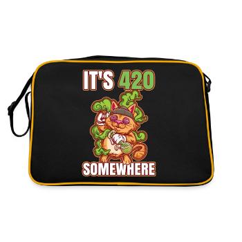 It's 420 Somewhere Cannabis Weed Smoking THC Ganja - Retro Bag - black/gold - Back