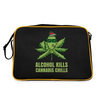 L’alcool tue les frissons du cannabis Fumer de l’herbe Pothead - Sac Retro - noir/or - Dos