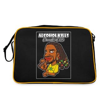 L’alcool tue les frissons du cannabis Fumer de l’herbe Pothead - Sac Retro - noir/or - Dos