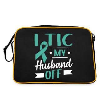 Tourette-Syndrom I Tic mein Mann von Tourettes - Retro Tasche - Schwarz/Gold - Hinten