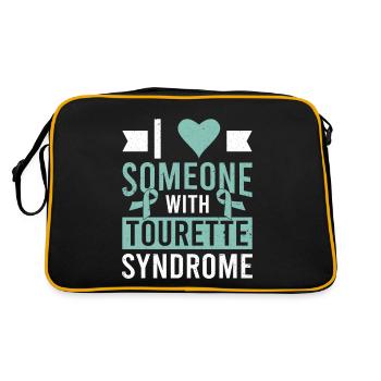 Tourettes Ich liebe jemanden mit Tourette-Syndrom - Retro Tasche - Schwarz/Gold - Hinten