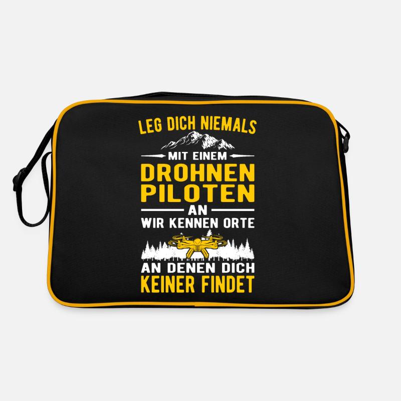 Leg dich niemals mit einem Drohnenpiloten an Retro Tasche