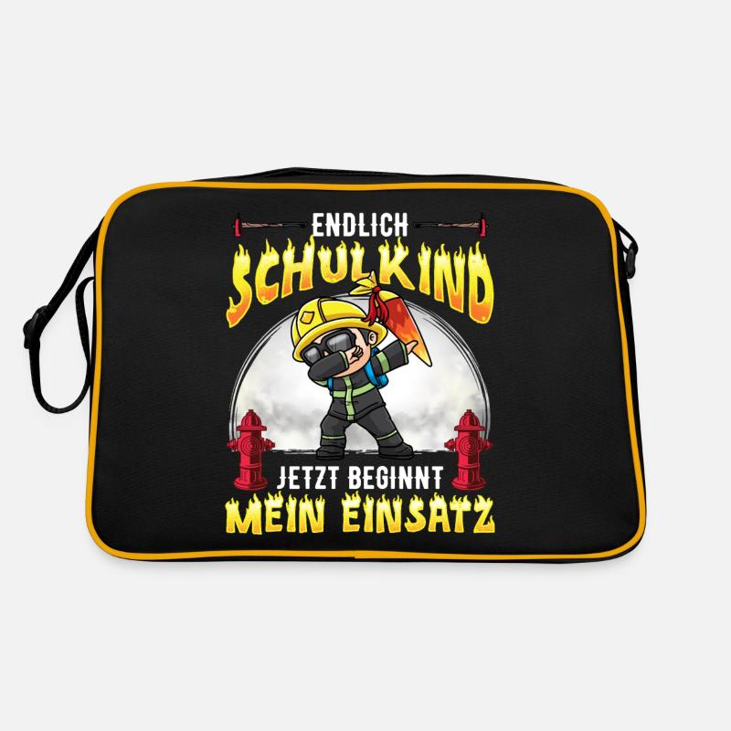 Schulkind Einschulung Feuerwehr Retro Tasche