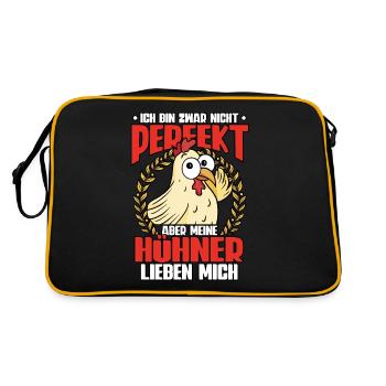 Huhn Hühner - Retro Tasche - Schwarz/Gold - Hinten