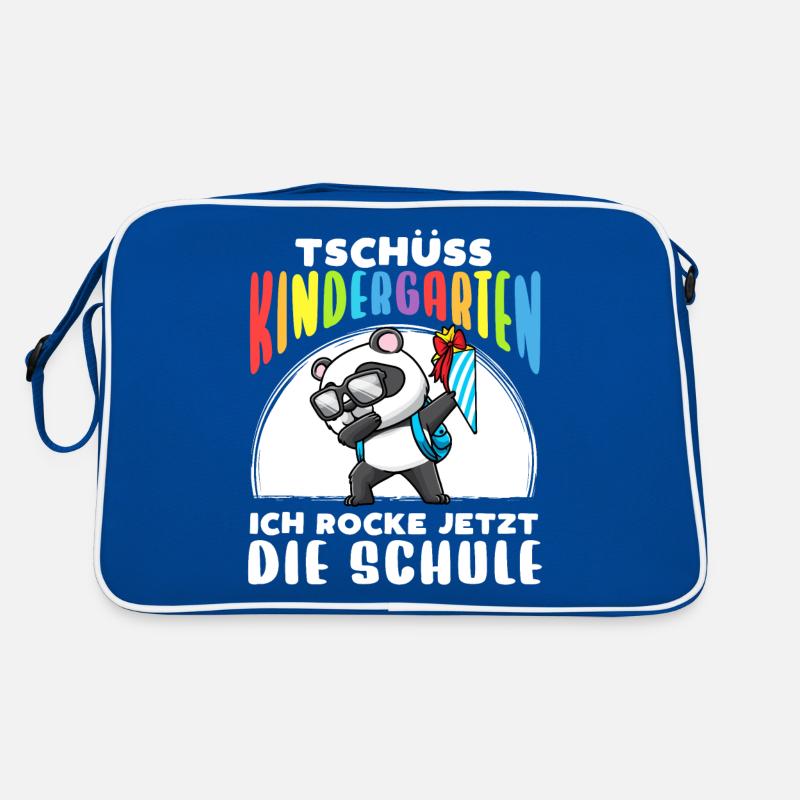 Schulkind Einschulung Panda Retro Tasche