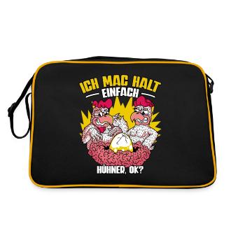 Huhn Hühner - Retro Tasche - Schwarz/Gold - Hinten