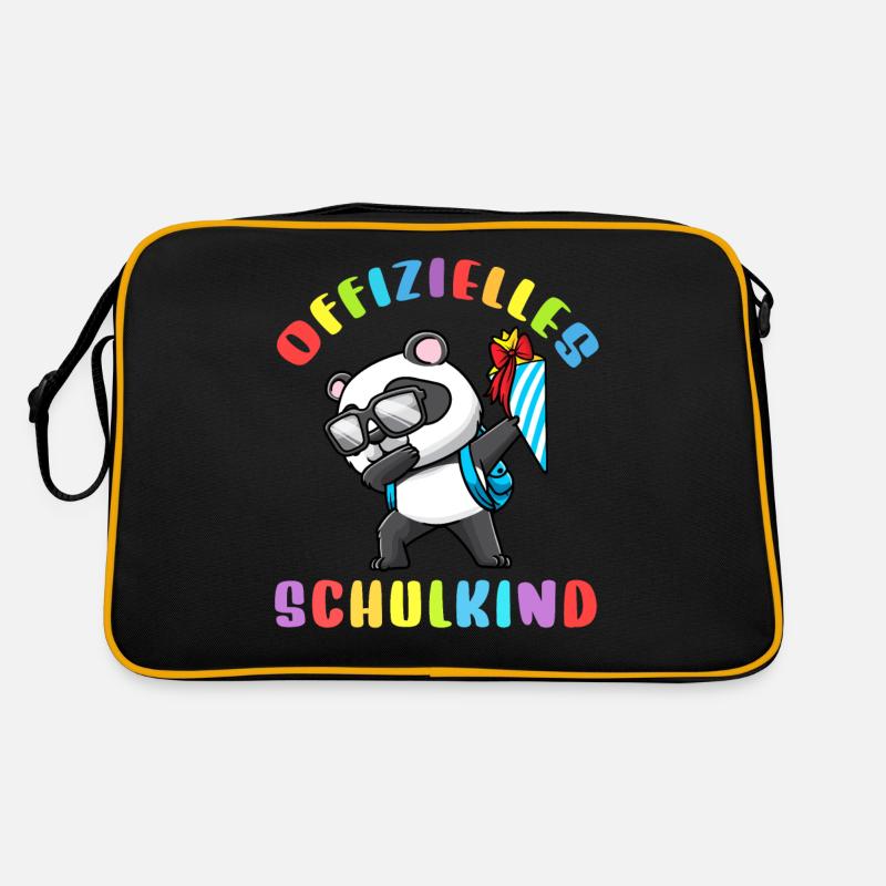 Schulkind Einschulung Panda Retro Tasche