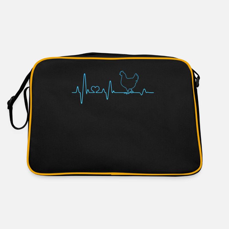 Huhn Hühner - Retro Tasche - Schwarz/Gold