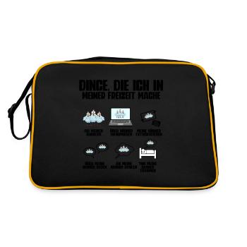Huhn Hühner - Retro Tasche - Schwarz/Gold - Hinten