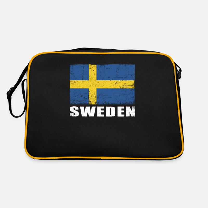 Drapeau de la Suède Grunge Drapeau de la Suède - Sac Retro - noir/or