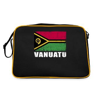 Vanuatu Flagge Grunge Vanuatu Fahne - Retro Tasche - Schwarz/Gold - Hinten