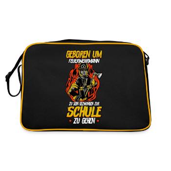 Feuerwehr Feuerwehrmann - Retro Tasche - Schwarz/Gold - Hinten