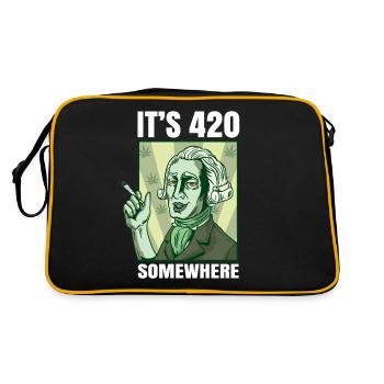 It's 420 Somewhere Cannabis Weed Smoking THC Ganja - Retro Bag - black/gold - Back