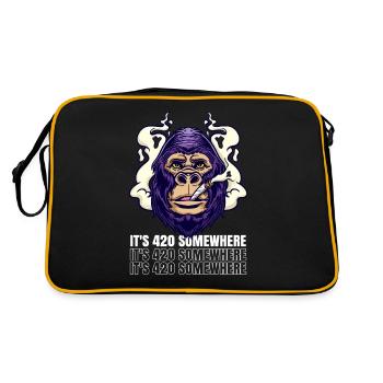 It's 420 Somewhere Cannabis Weed Smoking THC Ganja - Retro Bag - black/gold - Back