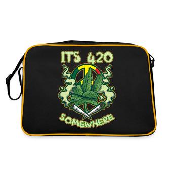 It's 420 Somewhere Cannabis Weed Smoking THC Ganja - Retro Bag - black/gold - Back
