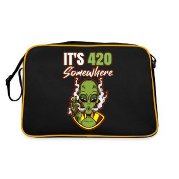 It's 420 Somewhere Cannabis Weed Smoking THC Ganja - Retro Bag - black/gold - Back