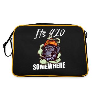 It's 420 Somewhere Cannabis Weed Smoking THC Ganja - Retro Bag - black/gold - Back