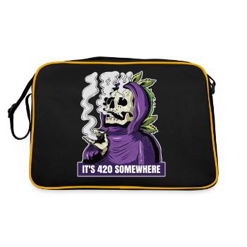 It's 420 Somewhere Cannabis Weed Smoking THC Ganja - Retro Bag - black/gold - Back