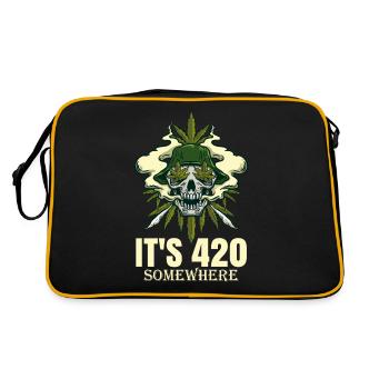 It's 420 Somewhere Cannabis Weed Smoking THC Ganja - Retro Bag - black/gold - Back