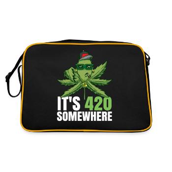 It's 420 Somewhere Cannabis Weed Smoking THC Ganja - Retro Bag - black/gold - Back