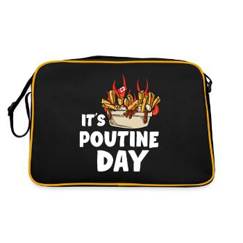 Kanadische Poutine Pommes Frites Mittagessen - Retro Tasche - Schwarz/Gold - Hinten