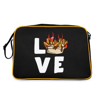 Kanadische Poutine Pommes Frites Mittagessen - Retro Tasche - Schwarz/Gold - Hinten