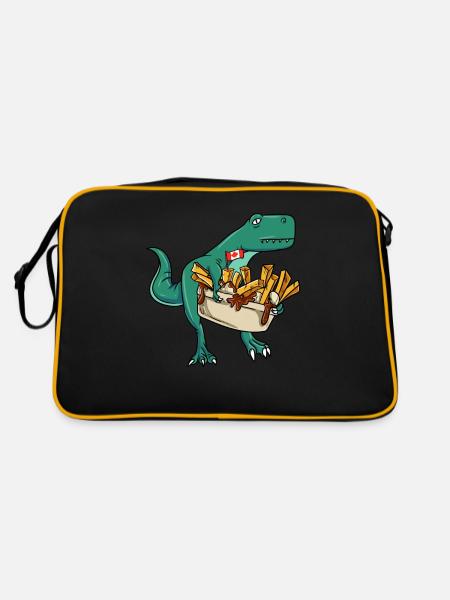 Kanadische Poutine Pommes Frites Mittagessen - Retro Tasche - Schwarz/Gold - Hinten