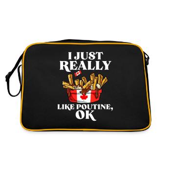 Kanadische Poutine Pommes Frites Mittagessen - Retro Tasche - Schwarz/Gold - Hinten