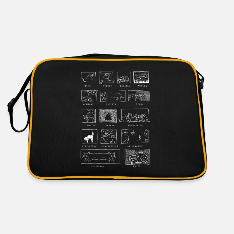Synthesizer Katzen Analog Synth Musiker Modular - Retro Tasche - Schwarz/Gold