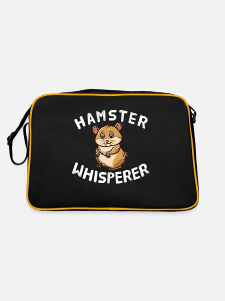 Hamster Whisperer Hamsterliebhaber Nager Haustier - Retro Tasche - Schwarz/Gold - Hinten