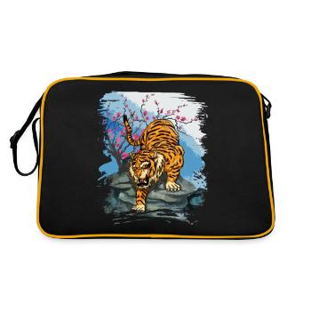 Japon Tiger Cherry Blossom Art japonais - Sac Retro - noir/or - Dos