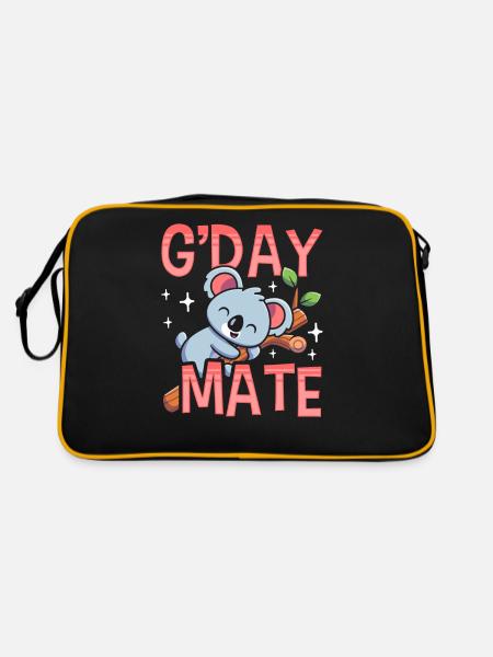 Guten Tag Kumpel Süß Koalas Koala Koalabär Tier - Retro Tasche - Schwarz/Gold - Hinten
