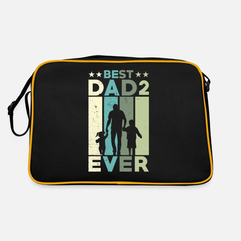 Bester Vater Aller Zeiten Retro Zwei Kinder Bester - Retro Tasche - Schwarz/Gold